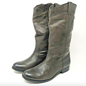 Frye Womens Melissa Tall Gray Brown Leather Boots
